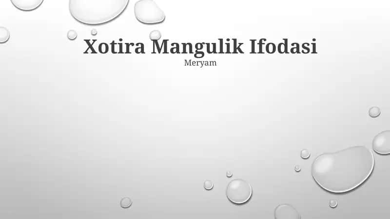 Xotira Mangulik Ifodasi 1