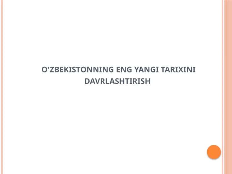 O‘zbekistonning eng yangi tarixi 1