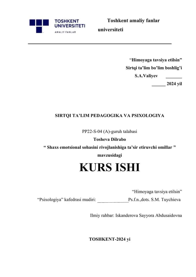 Shaxs emotsional sohasini rivojlanishiga ta’sir etiruvchi omillar 1