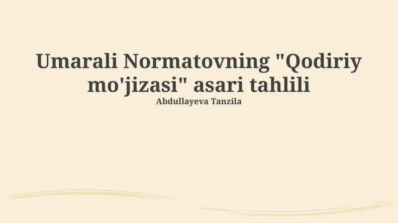 Qodiriy mo'jizasi 1