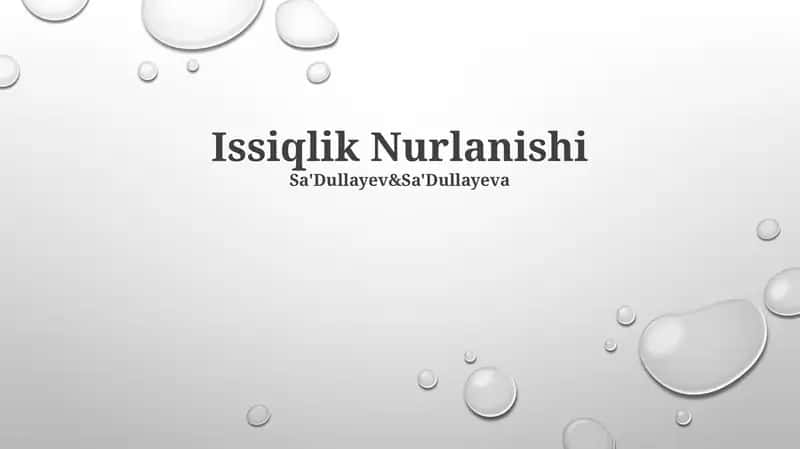 Issiqlik Nurlanishi 1