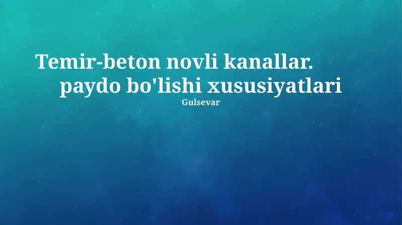 Temir-beton novli kanallar 1