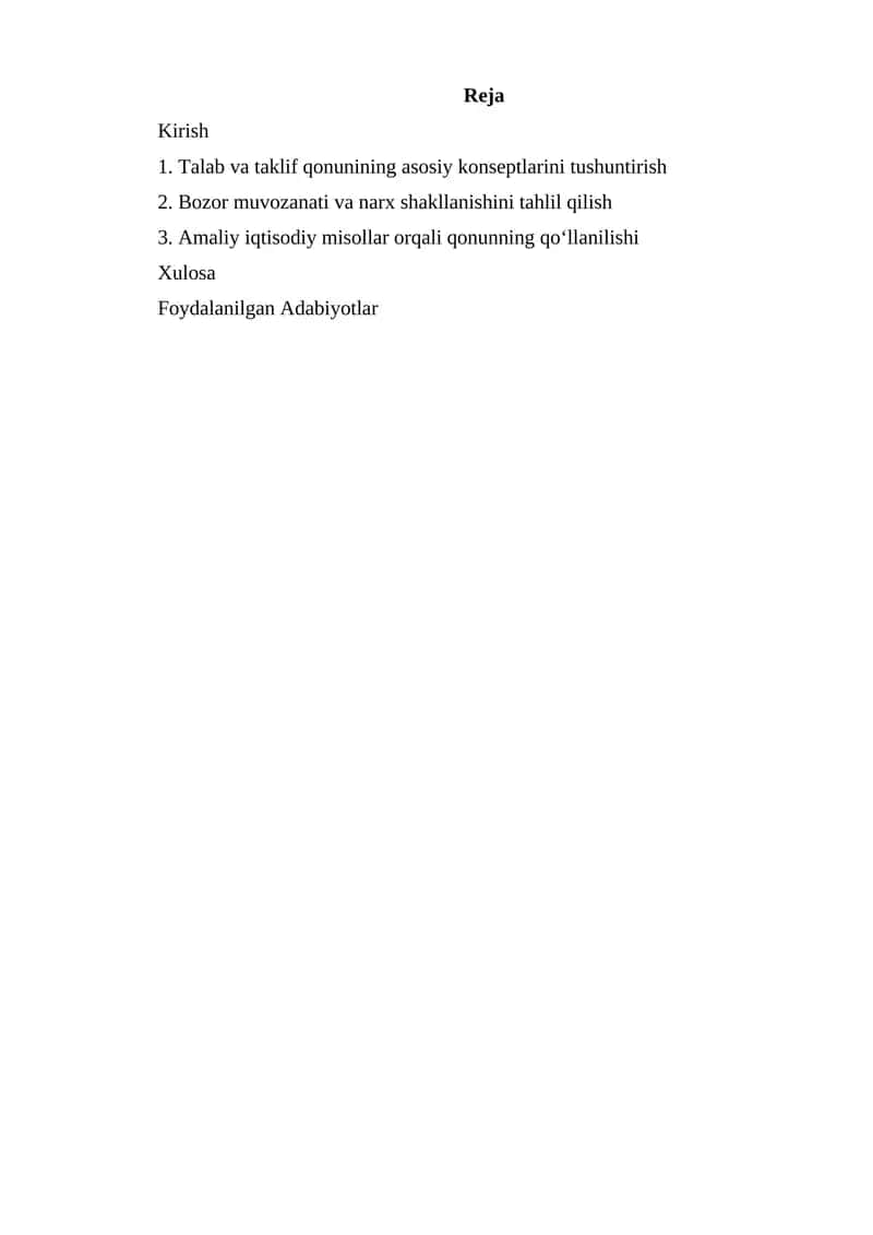 Talab va taklif qonuni 1