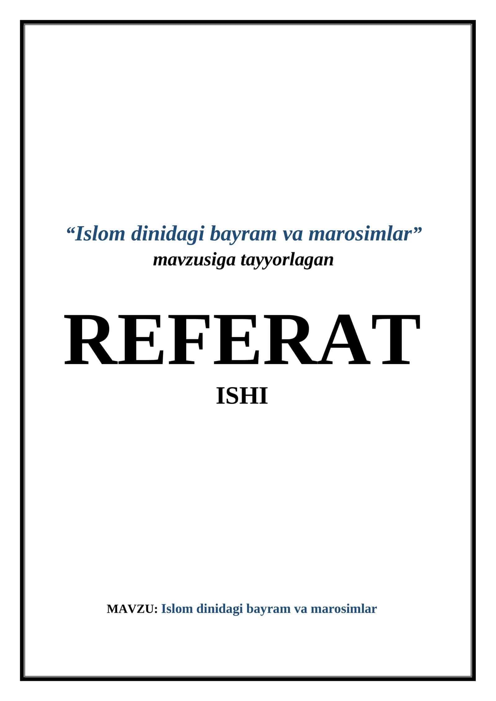 Islom dinidagi bayram va marosimlar 1