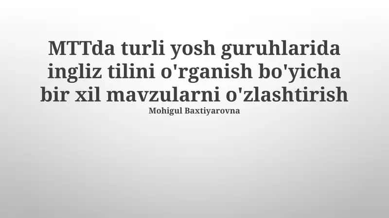 Yosh guruhlarida Ingliz tilini o'rganish 1