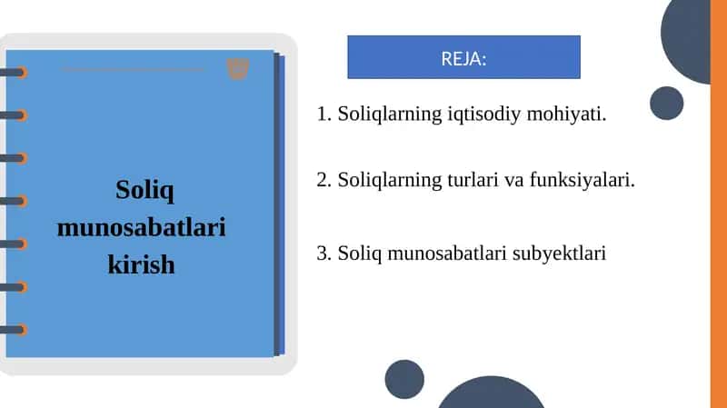 Soliq munosabatlariga kirish