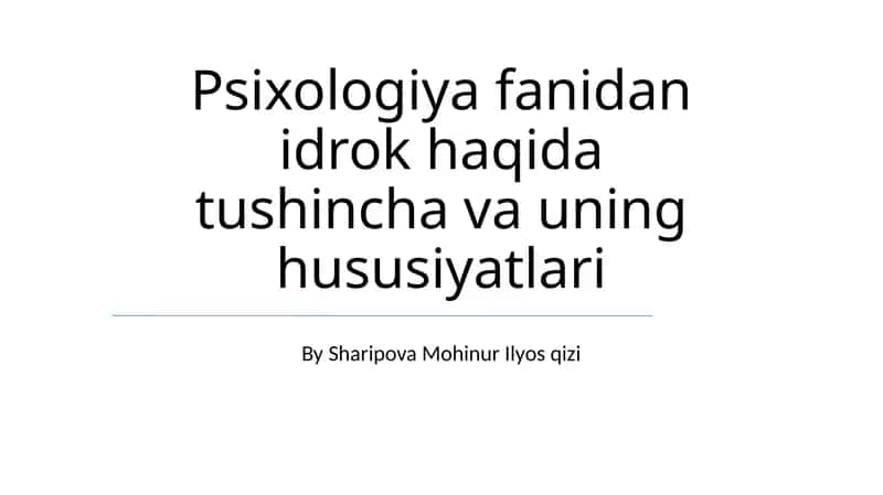 Idrokning Psixologik Jihatlari 1