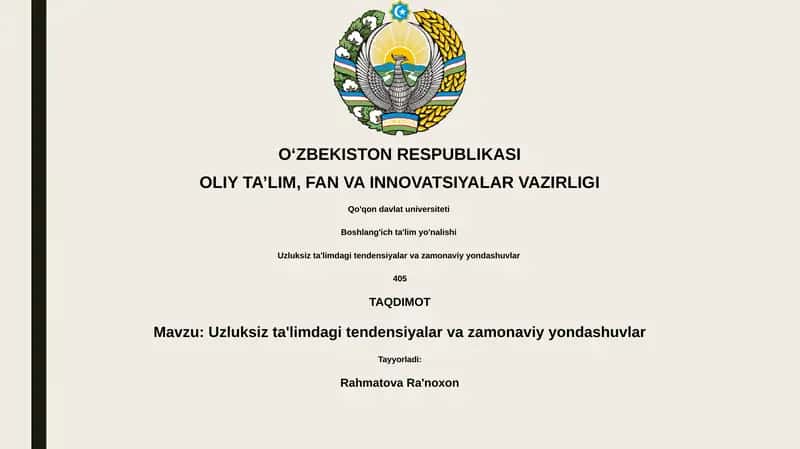 Uzluksiz ta'limdagi tendensiyalar va zamonaviy yondashuvlar 1