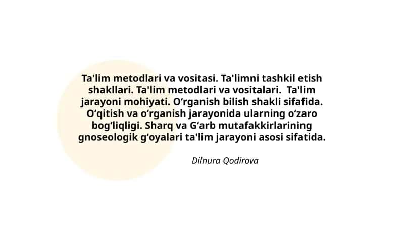 Ta'lim Metodlari va Vositasi 1