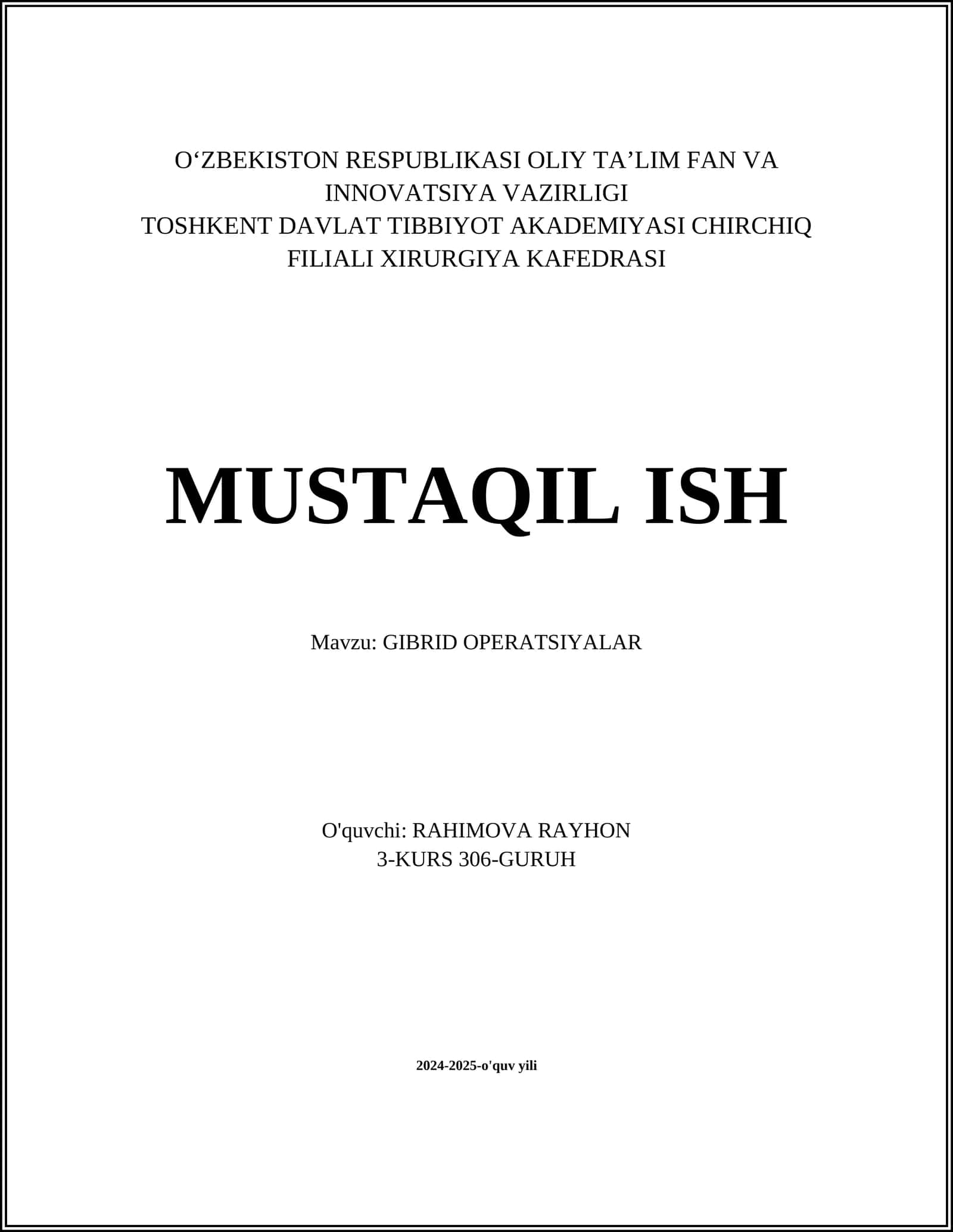GIBRID OPERATSIYALAR 1