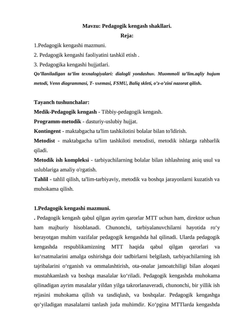 Pedagogik kengash shakllari 1