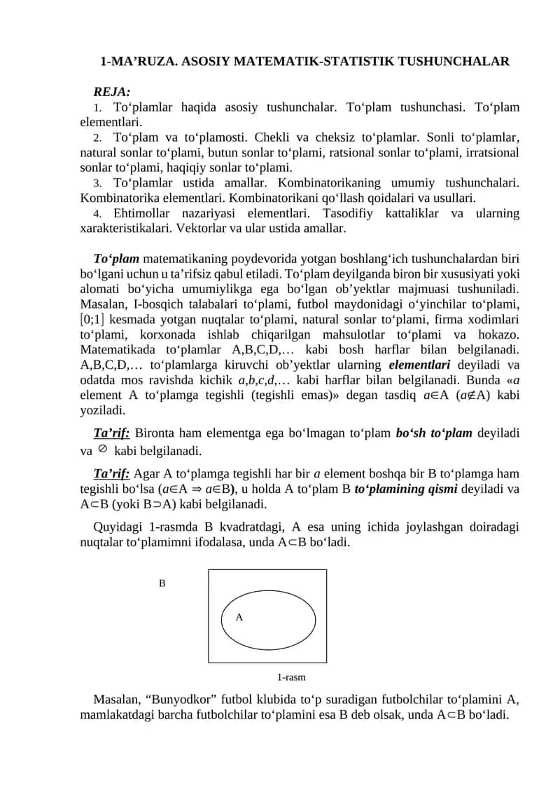 ASOSIY MATEMATIK-STATISTIK TUSHUNCHALAR 1