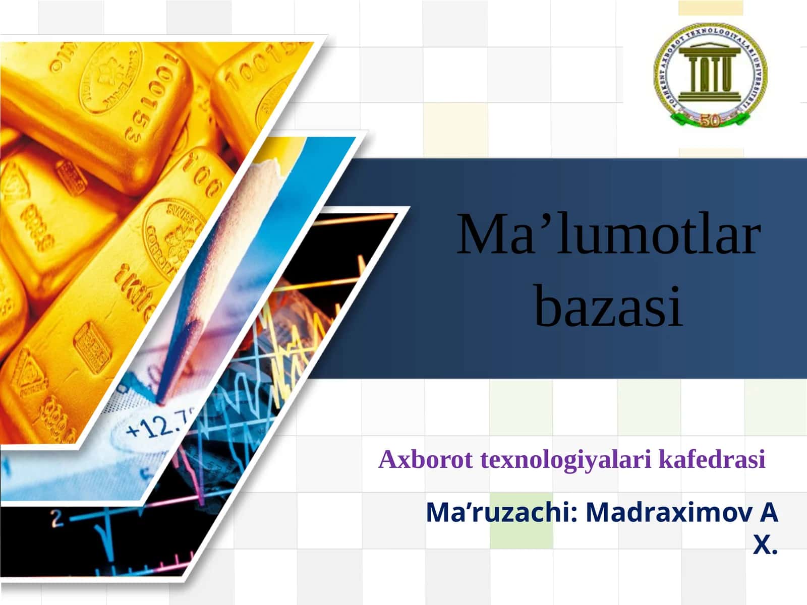 Kirish. Ma’lumotlar bazasining maqsadi, vazifalari va asosiy talablar 1
