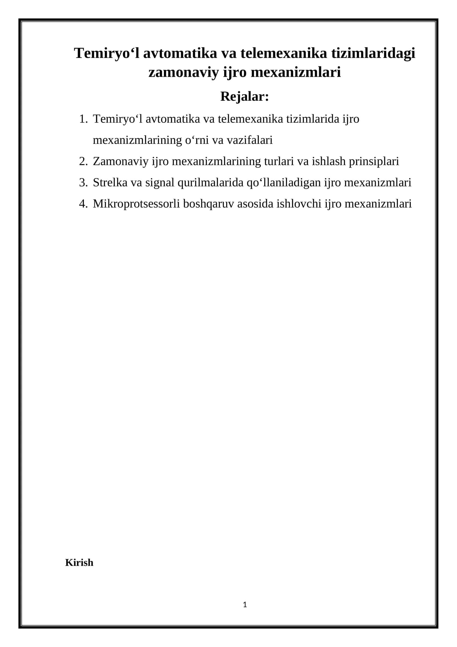 Temiryo‘l avtomatika va telemexanika tizimlaridagi zamonaviy ijro mexanizmlari 1