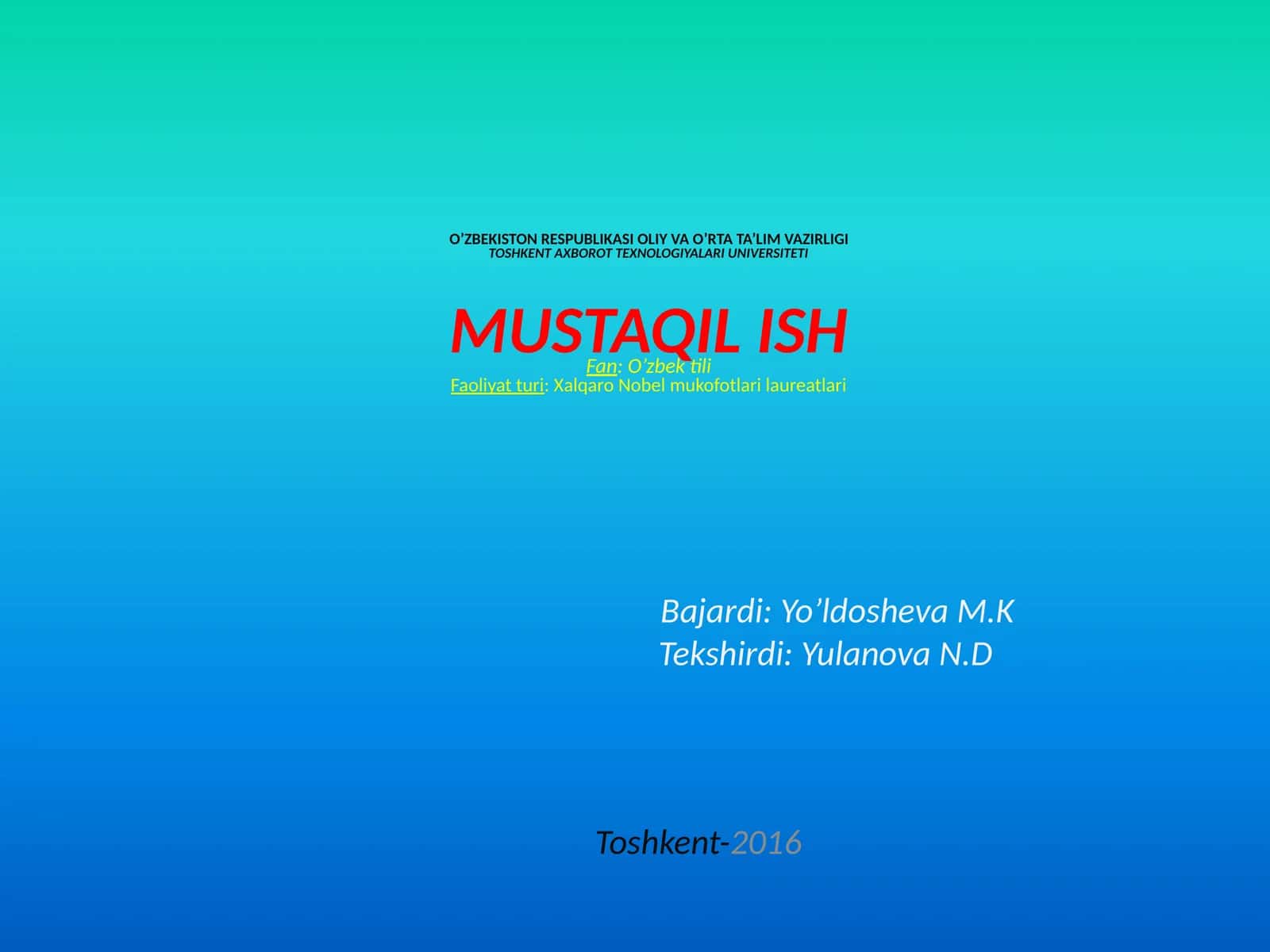 Nobel mukofoti 1