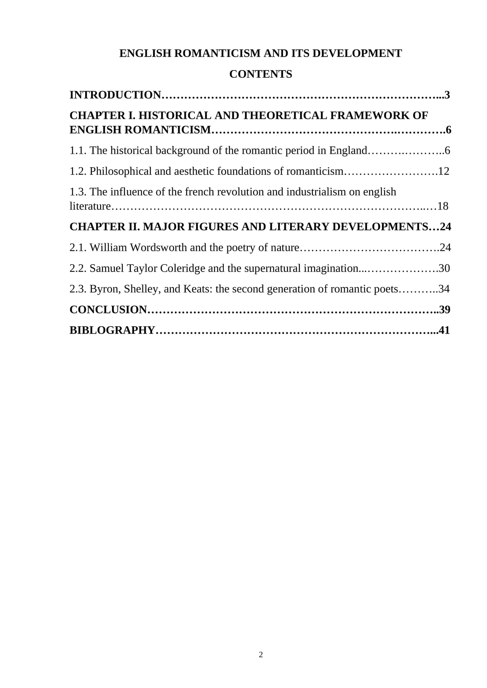 ENGLISH ROMANTICISM AND ITS DEVELOPMENT 1