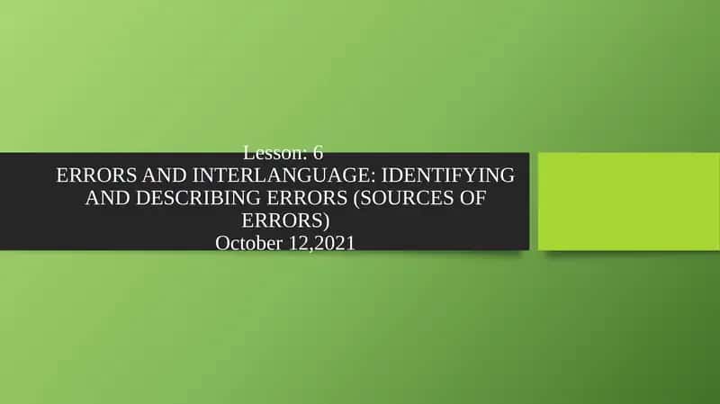 Identifying and Describing Errors 1
