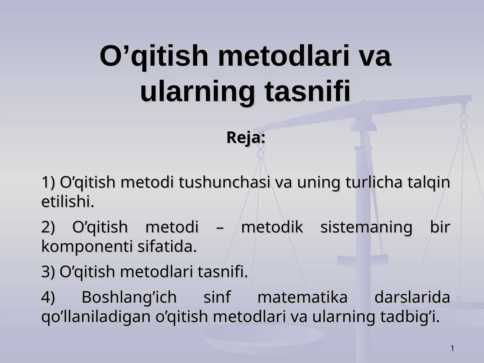 O’qitish metodlari va ularning tasnifi 1