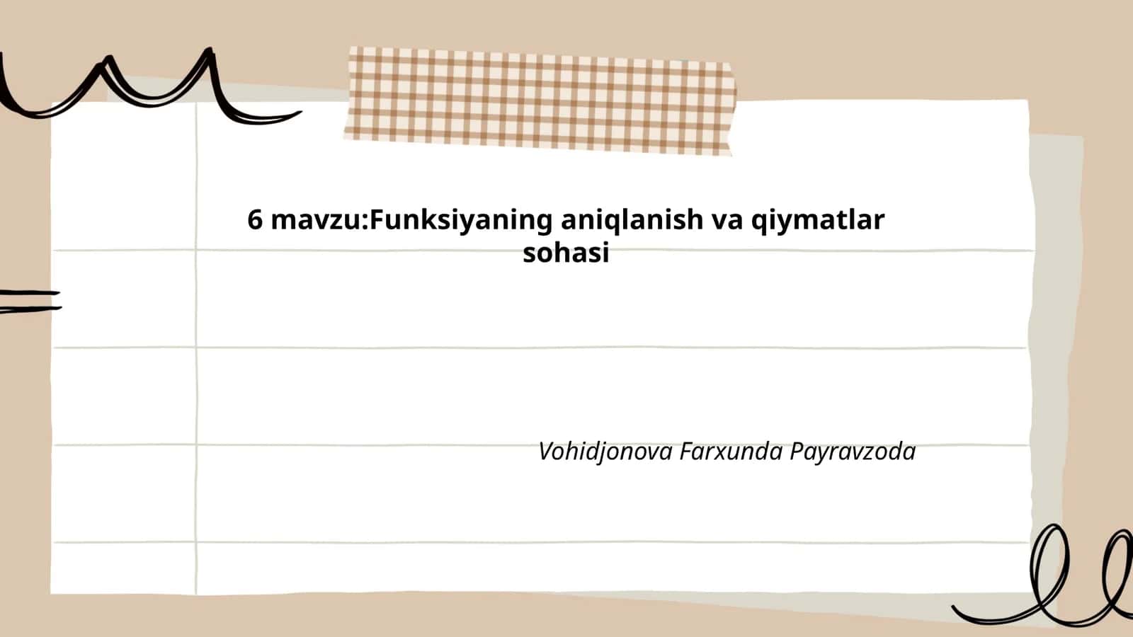 Funksiyaning aniqlanish va qiymatlar sohasi 1