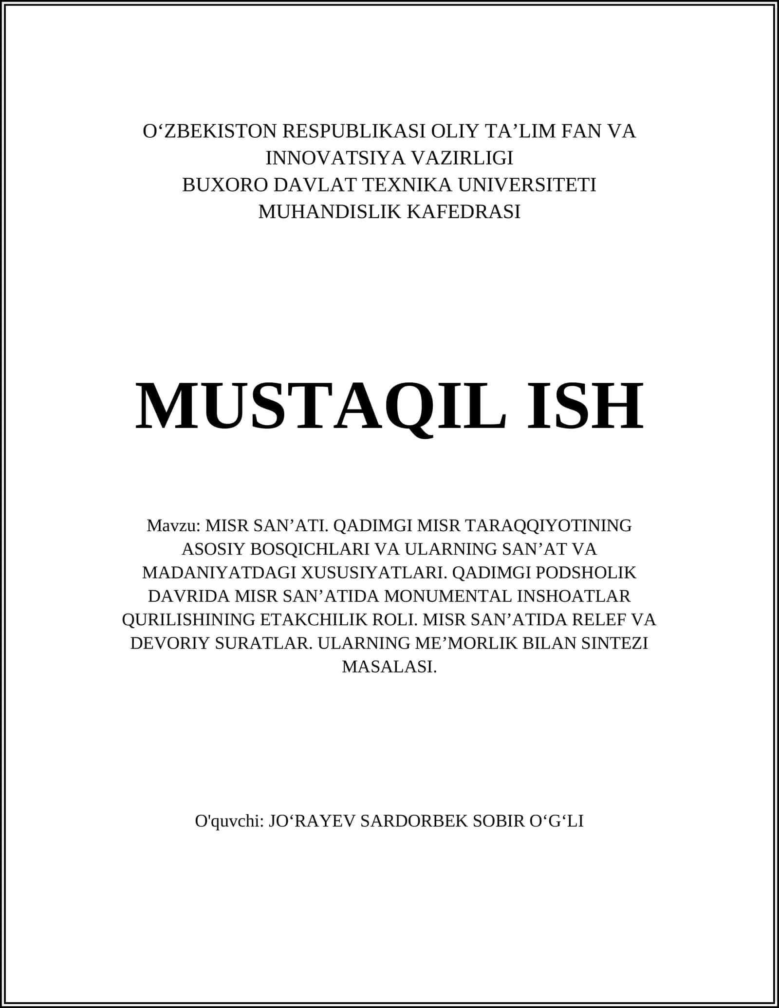 Qadimgi Misr San'ati 1