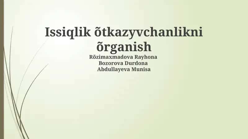 Issiqlik o'tkazuvchanligi 1