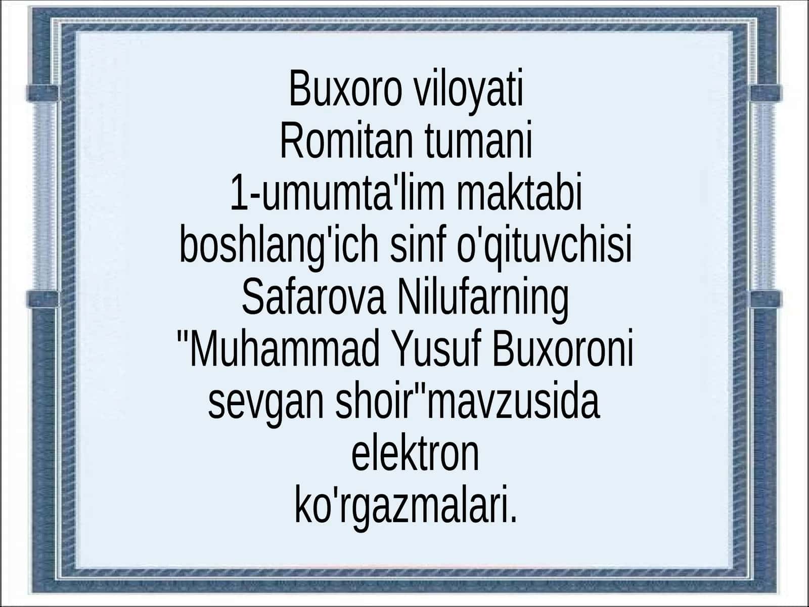 Muhammad Yusuf Buxoroni sevgan shoir 1