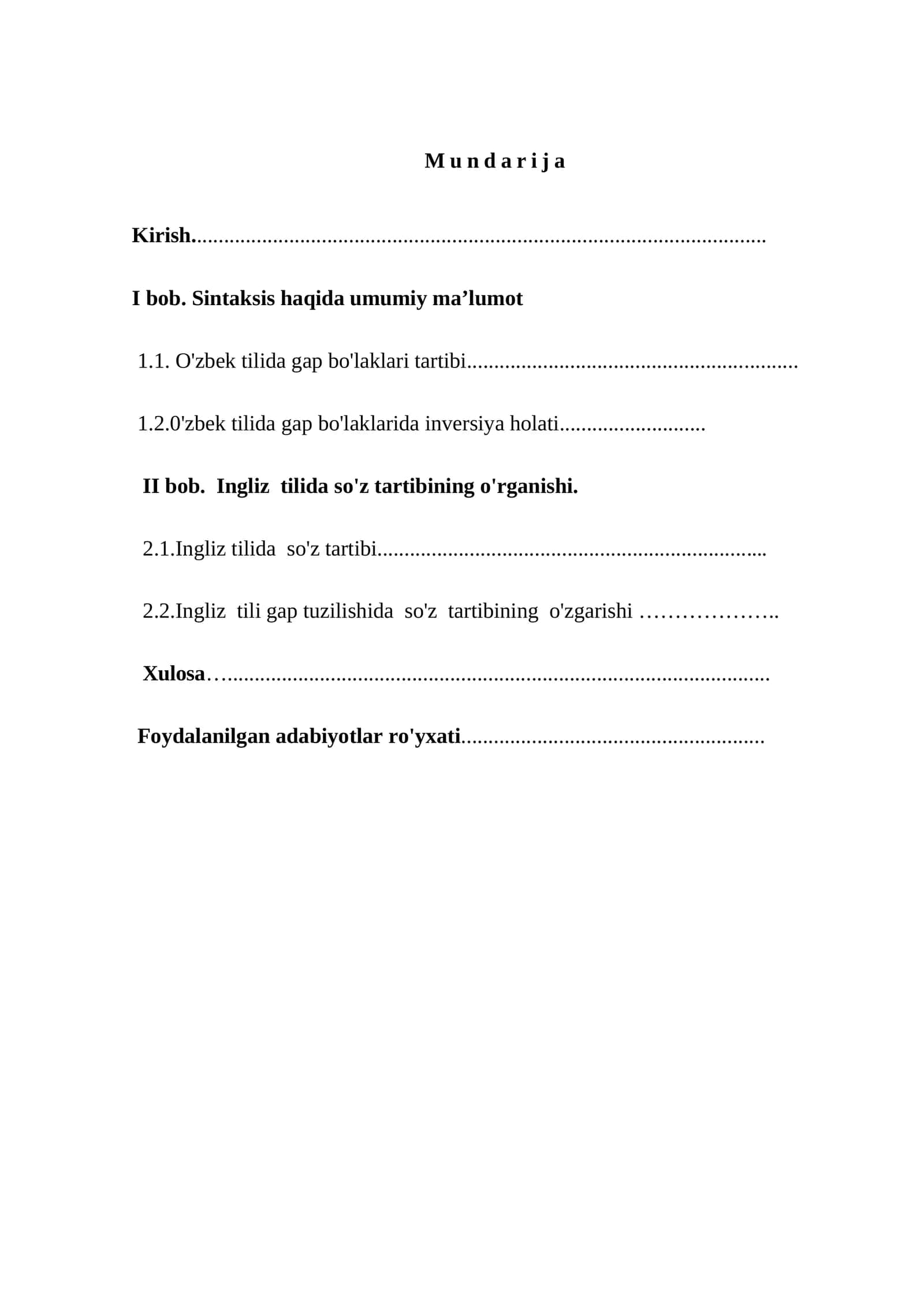 Ingliz tilida so'z tartibining o'rganishi 1