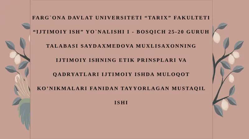 Ijtimoiy Ish 1