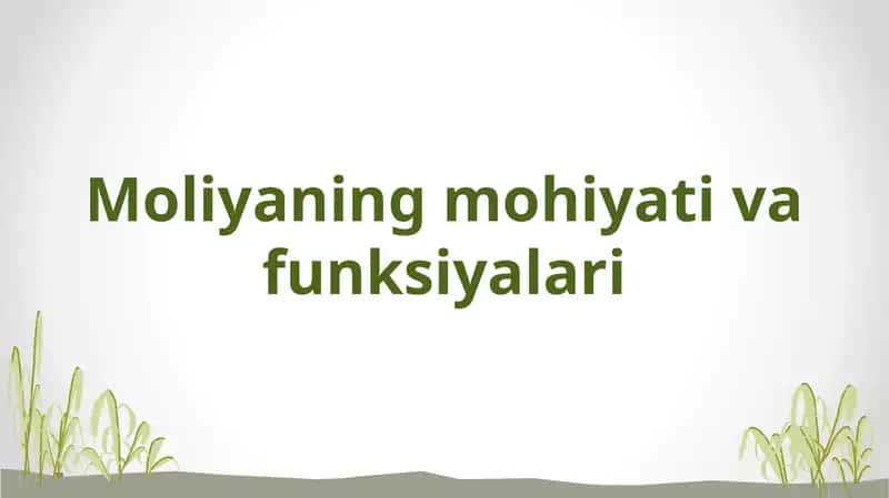 Moliyaning mohiyati va funksiyalari 1