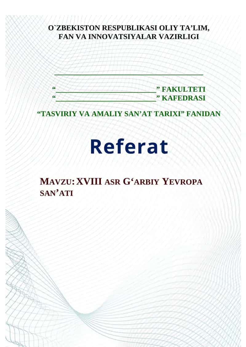 XVIII ASR G‘ARBIY YEVROPA SAN’ATI 1