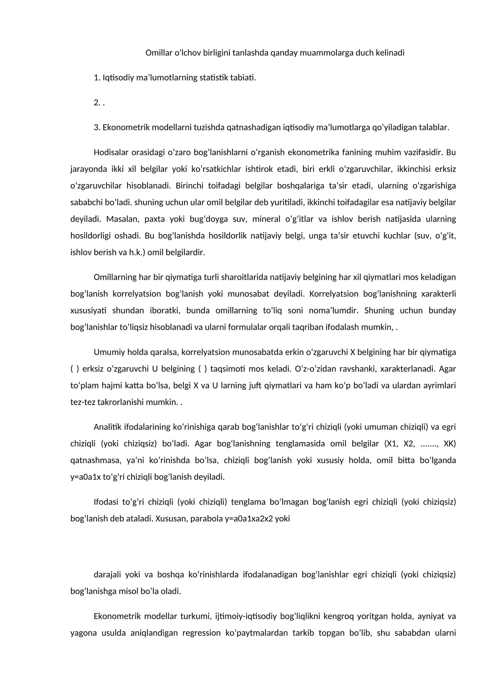 Iqtisodiy ma’lumotlarning statistik tabiati 1
