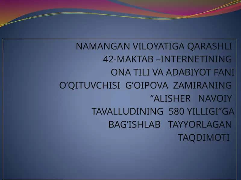 "ALISHER NAVOIY TAVALLUDINING 580 YILLIGI" 1