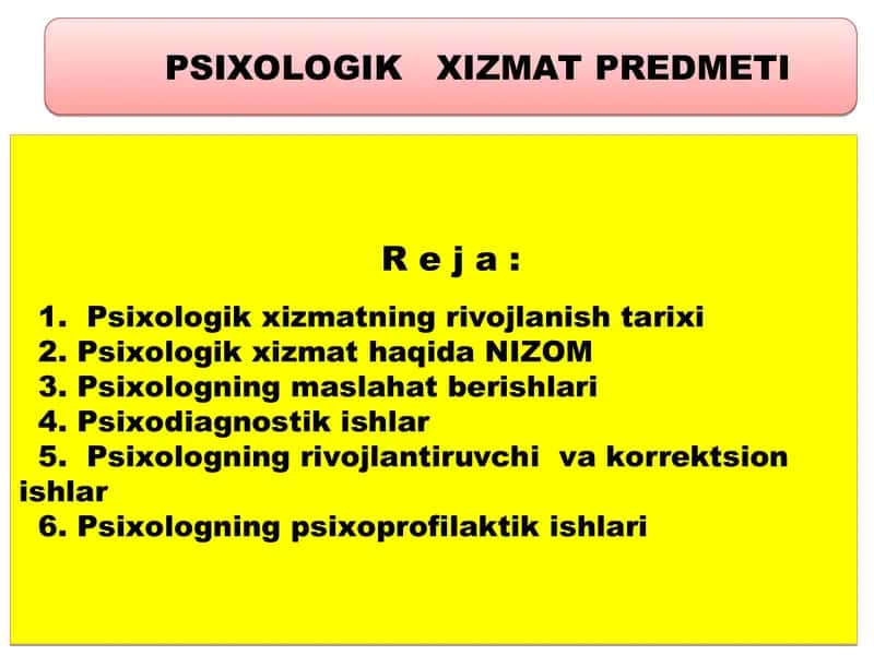 Psixologik xizmat predmeti 1