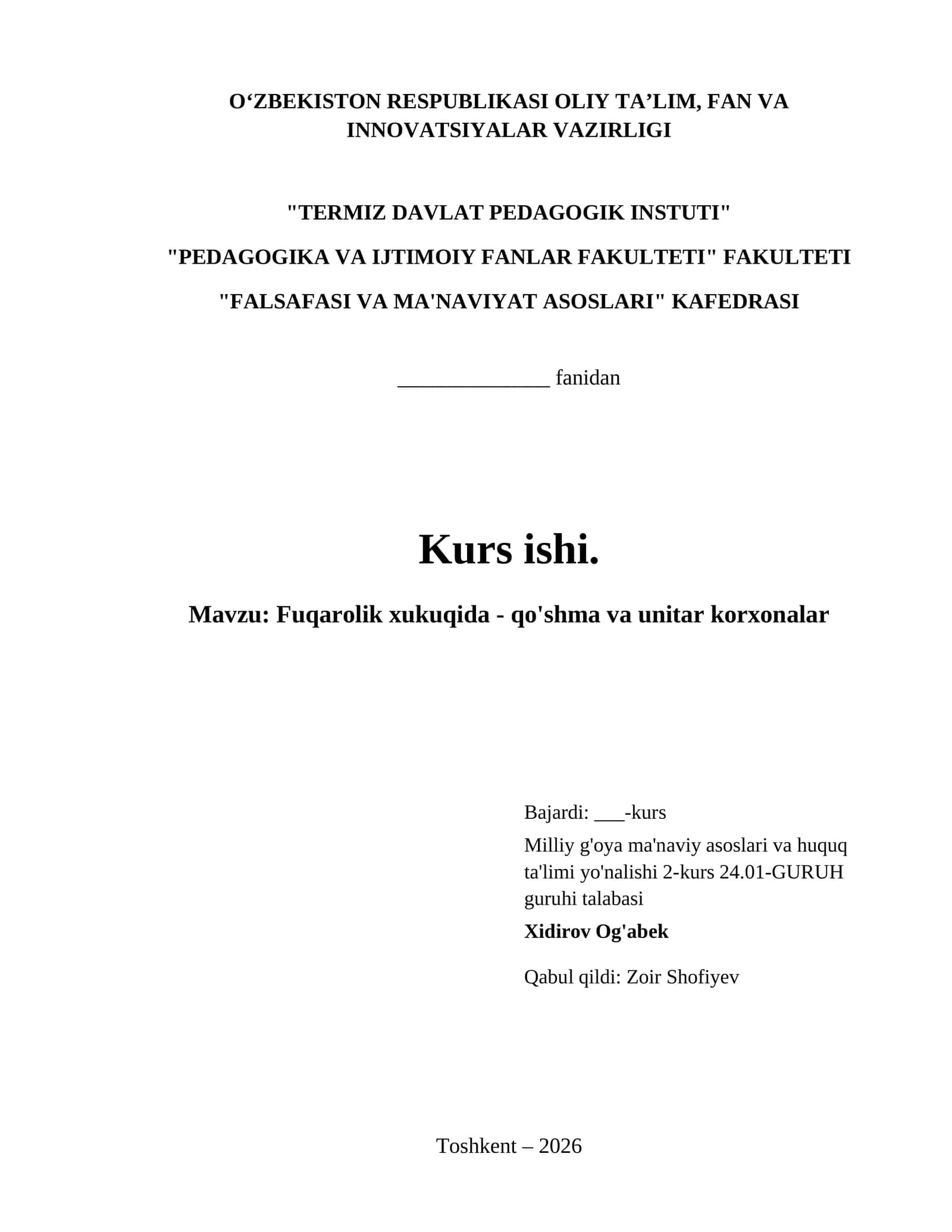 Fuqarolik xukuqida - qo'shma va unitar korxonalar 1