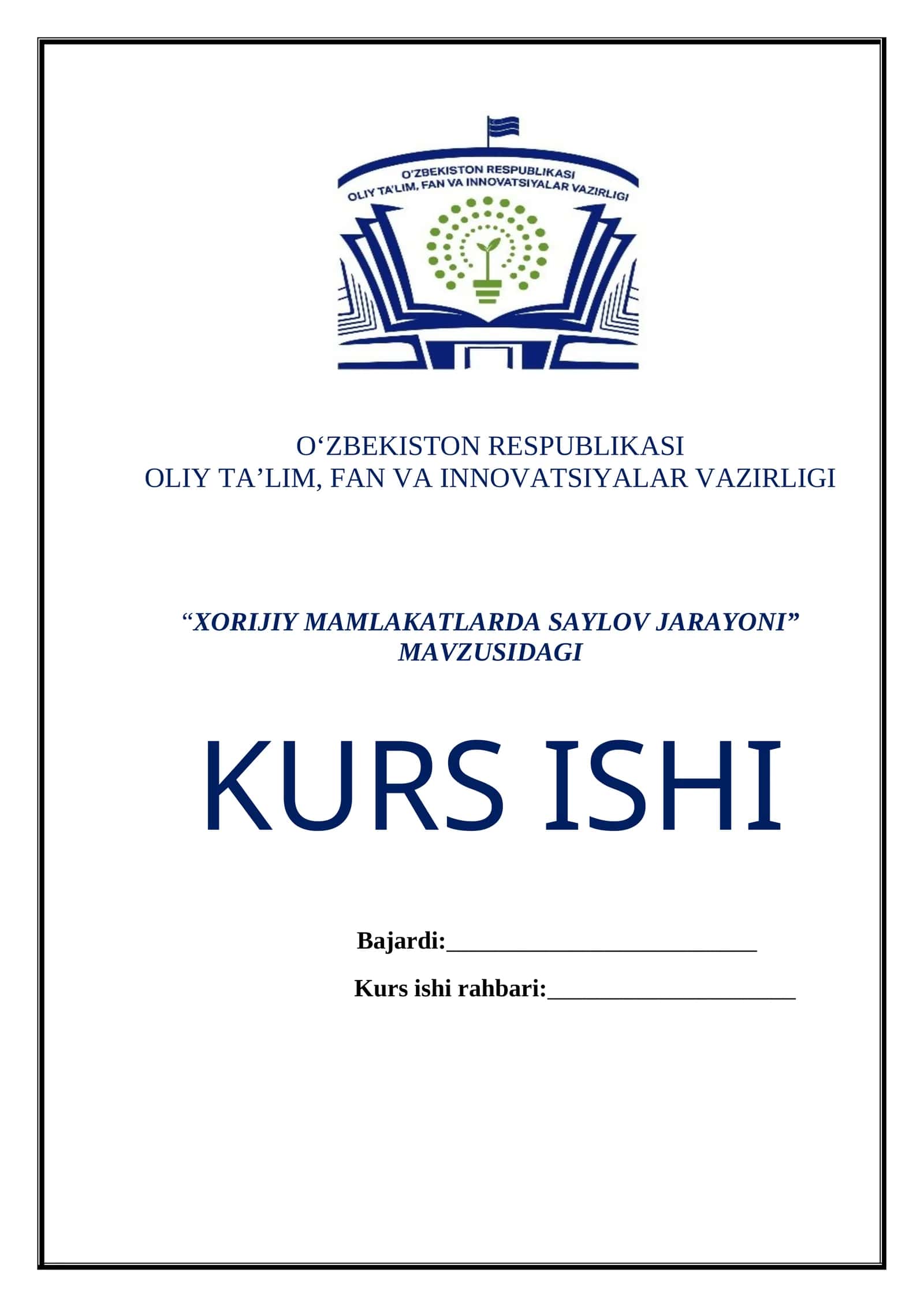 XORIJIY MAMLAKATLARDA SAYLOV JARAYONI 1