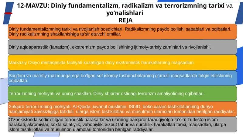 Diniy fundamentalizm, radikalizm va terrorizm tarixi 1