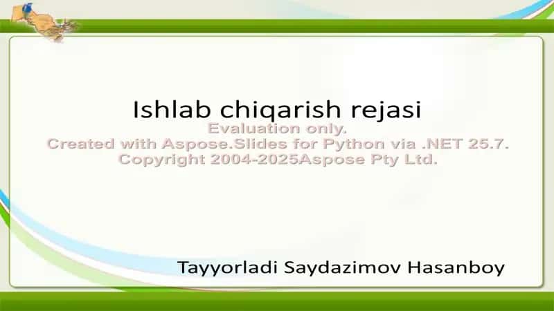 Ishlab chiqarish rejasi 1