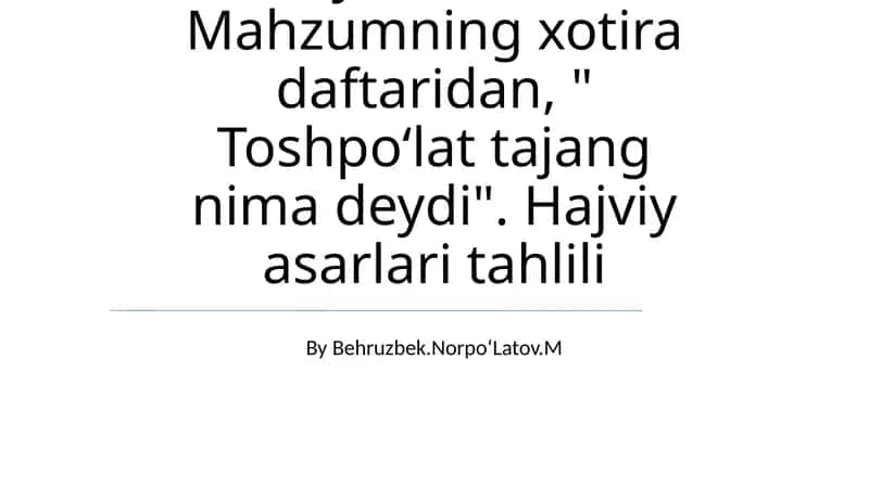 Oʻtkan kunlar 1
