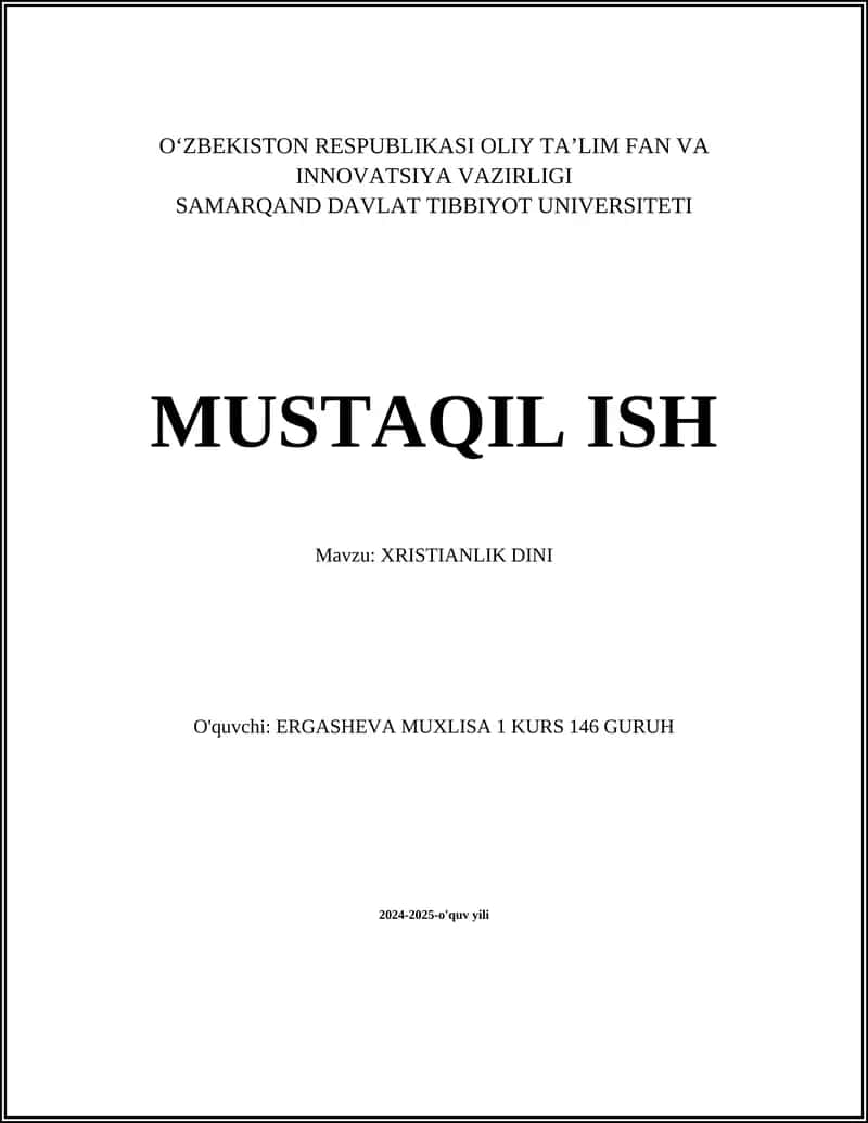 XRISTIANLIK DINI 1