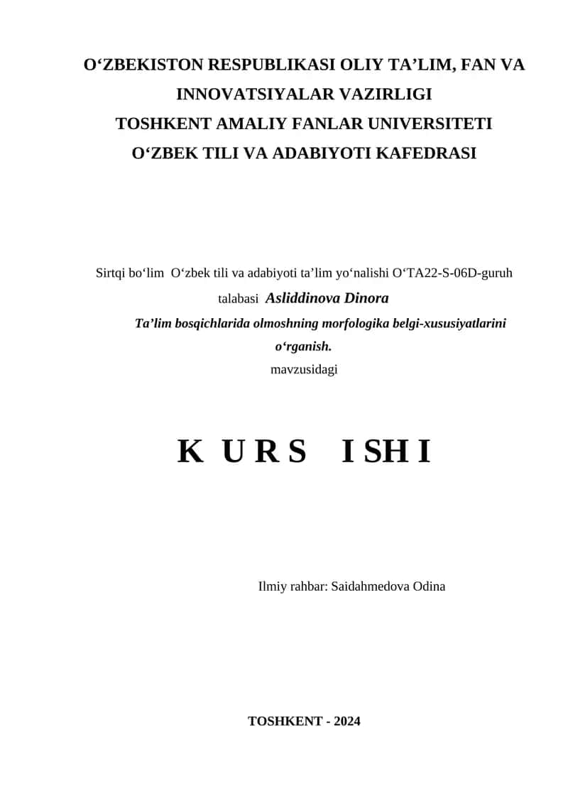 Olmoshning Morfologika Belgi-Xususiyatlari 1