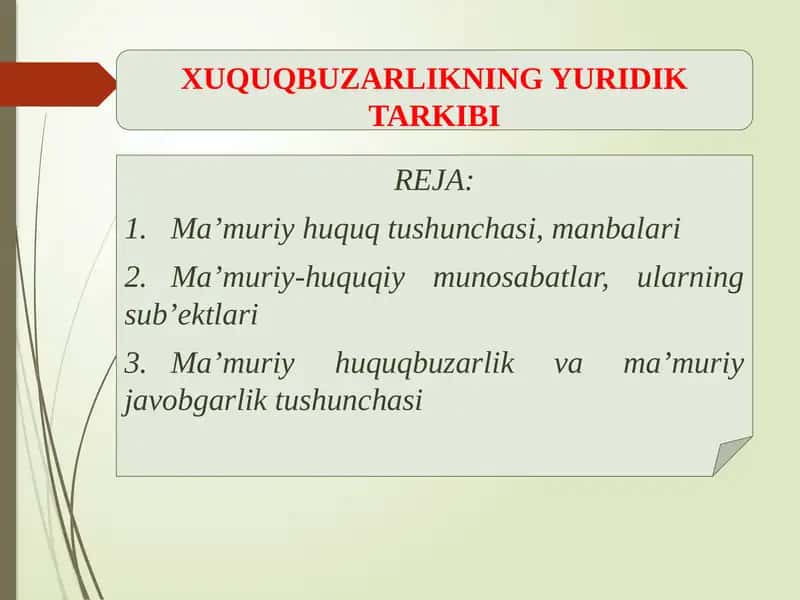 XUQUQBUZARLIKNING YURIDIK TARKIBI 1