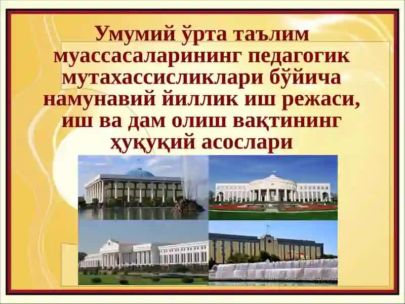 Педагогика мутахассисликлари намунавий иш режаси