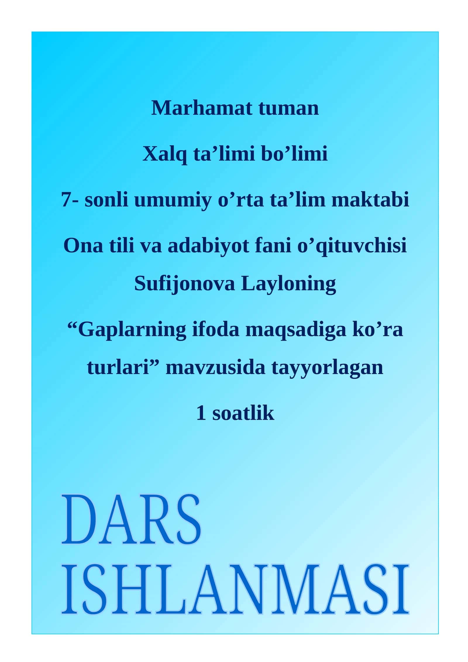 Gaplarning ifoda maqsadiga ko’ra turlari 1