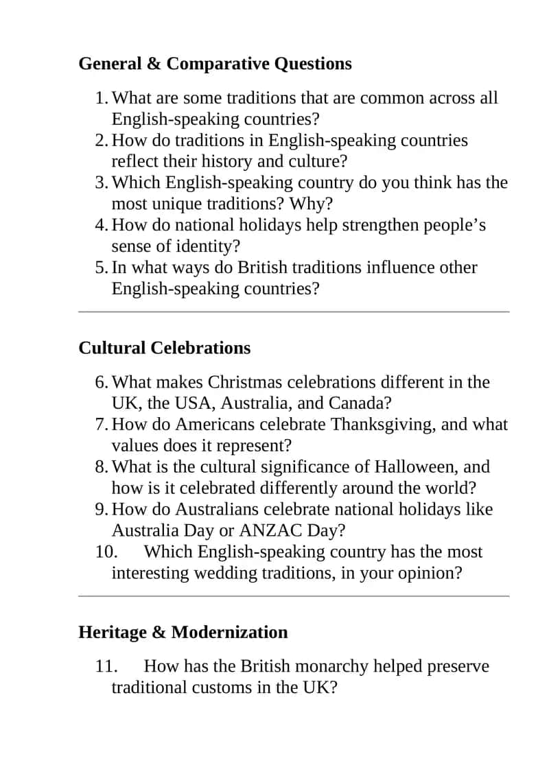 General & Comparative Questions 1