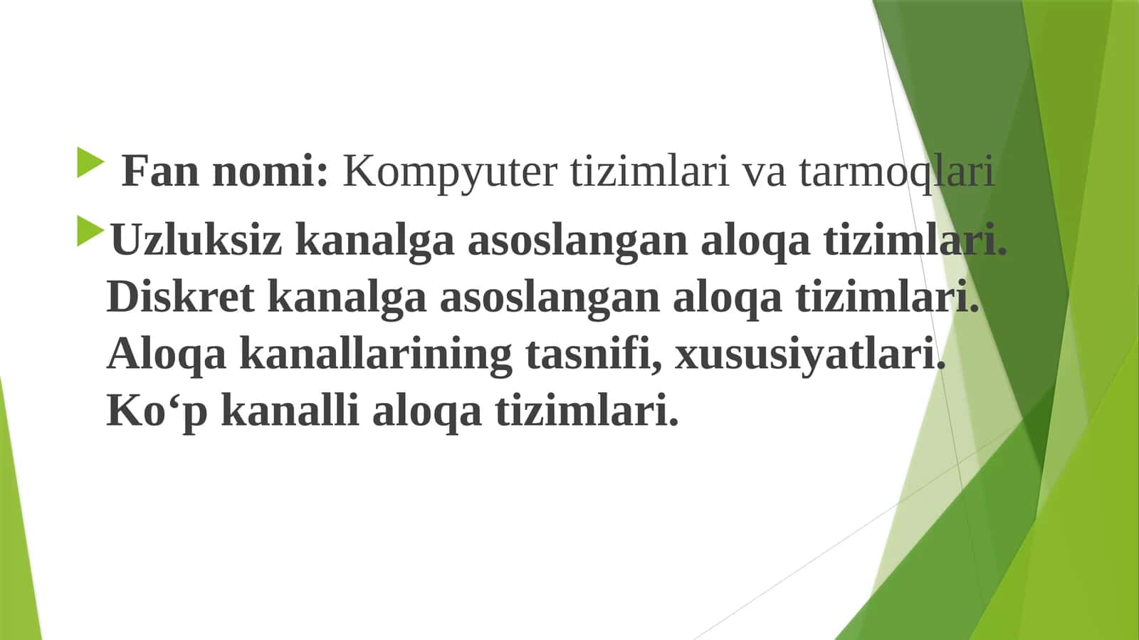 Fannomi: Kompyutertizimlari vatarmoqlari 1