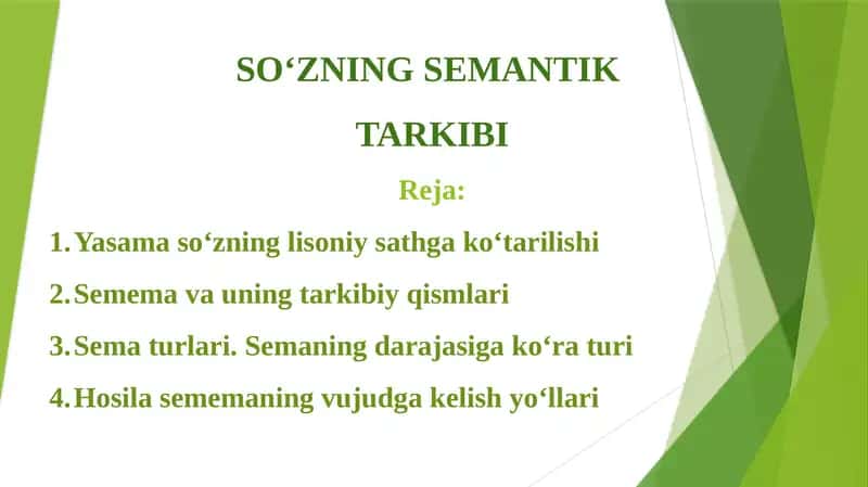 SO‘ZNING SEMANTIK TARKIBI 1