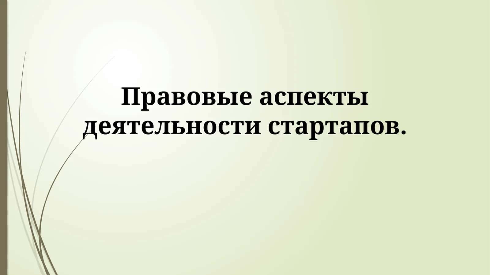 Правовые аспекты деятельности стартапов 1