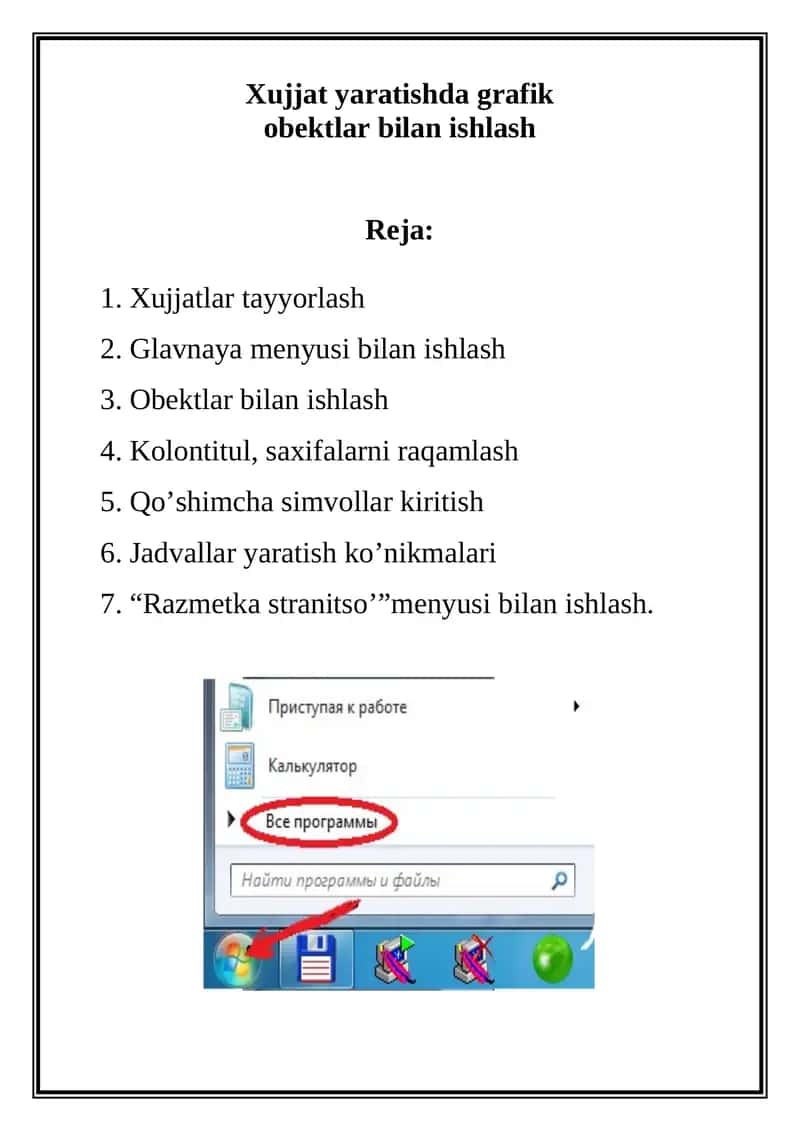 Xujjat yaratishda grafik obektlar bilan ishlash 1