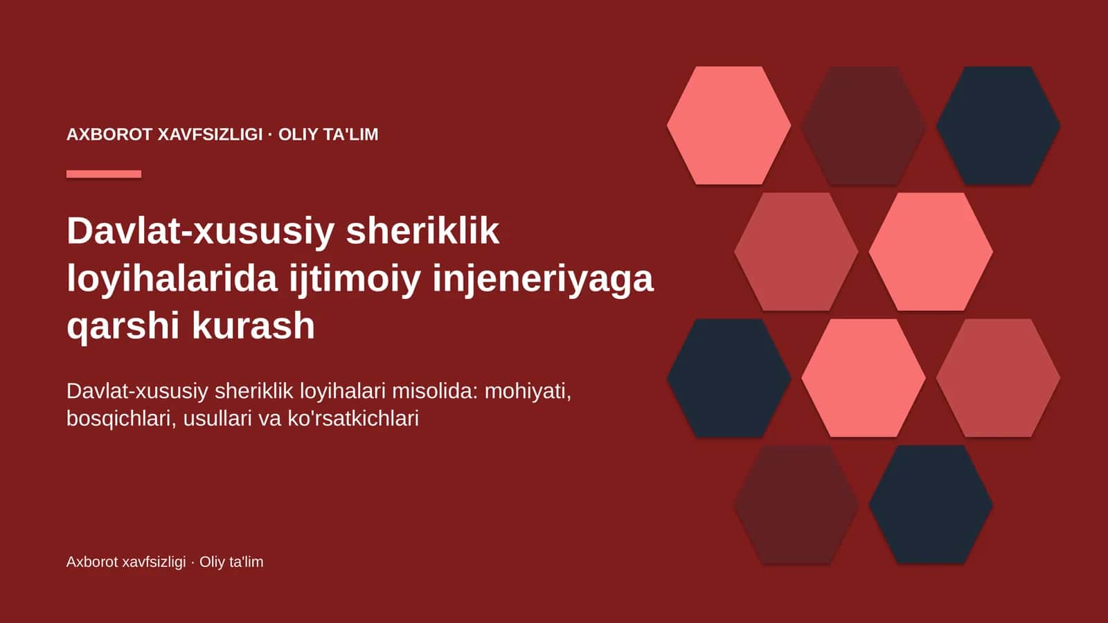 Axborot xavfsizligi · Oliy ta'lim 1
