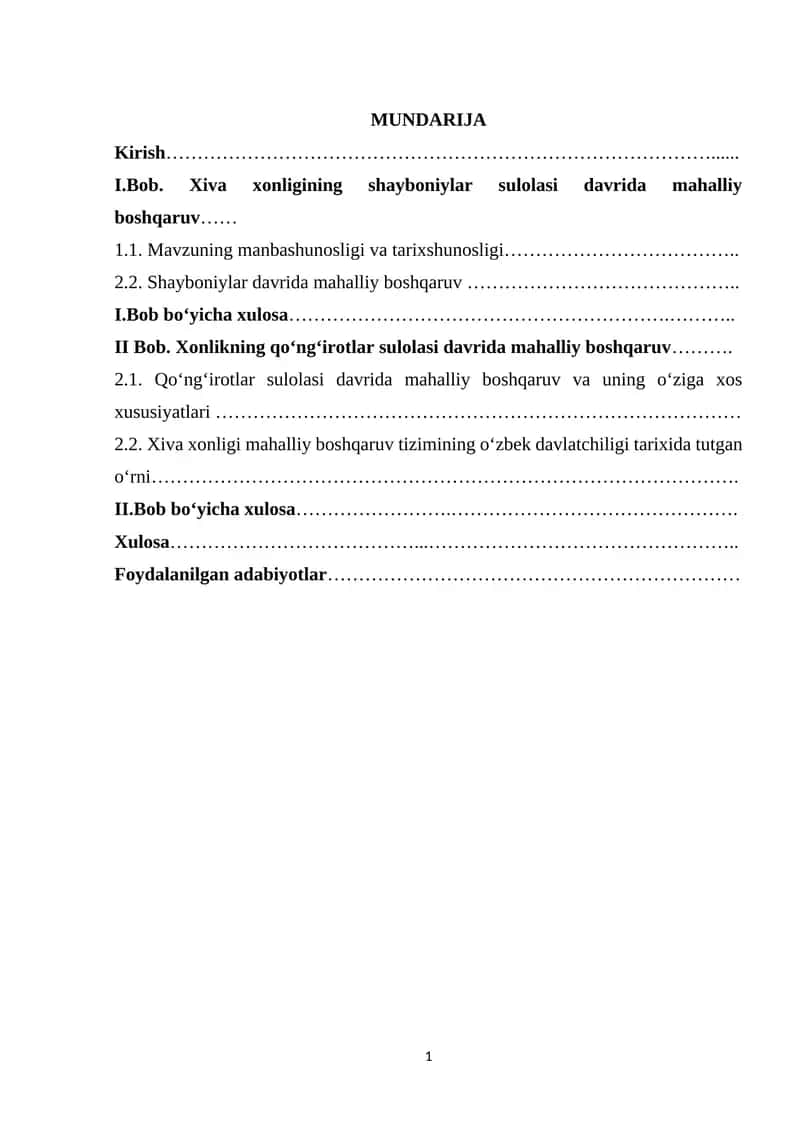 Xiva xonligining shayboniylar sulolasi davrida mahalliy boshqaruv 1